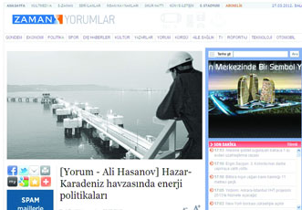 Во влиятельной турецкой газете «Заман» опубликована статья профессора Али Гасанова «Энергетическая политика в Каспийско-Черноморском бассейне»