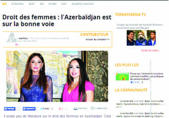 На французском интернет-портале terrafemina-com размещена статья, рассказывающая о правах женщин в Азербайджане