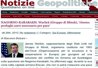 Портал Notizie Geopolitiche пишет об агрессивной политике Армении