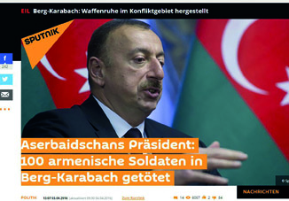 Немецкая редакция Sputniknews сообщила о сотне уничтоженных армянских захватчиков