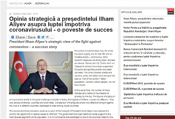 Информационное агентство AmosnewsРумынии опубликовало статью председателяПравления АЗЕРТАДЖ Аслана Асланова