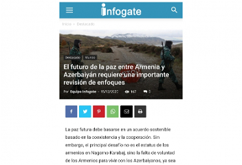 Чилийский сайт Infogate: «Будущее мира между Армениейи Азербайджаном требует серьезного пересмотра подходов»