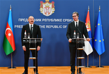 Президенты Азербайджана и Сербии выступили с заявлениями для печати