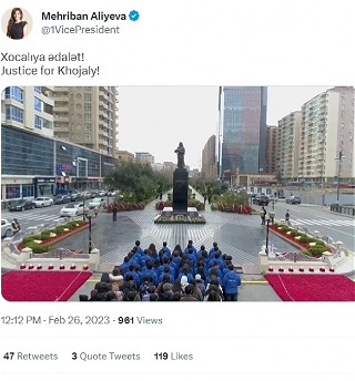 Первый вице-президент Мехрибан Алиева поделилась на своей странице в социальных сетях видео в связи с Ходжалинским геноцидом