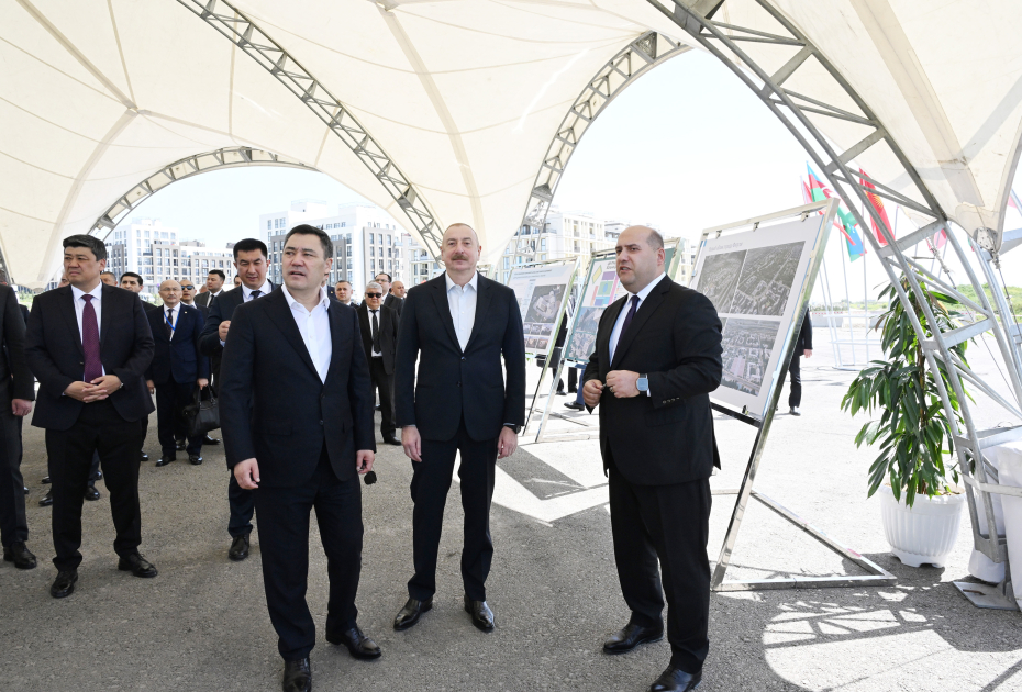 Президенты Азербайджана и Кыргызстана осмотрели разрушенные места города Физули и ознакомились с Генеральным планом города